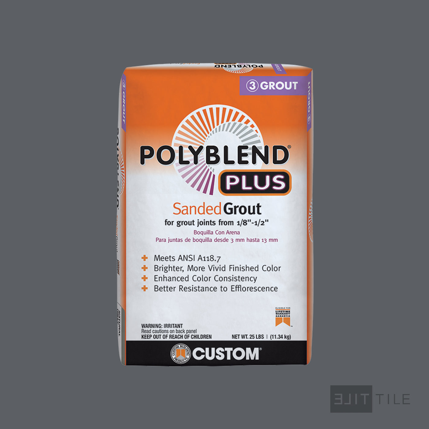 Polyblend Plus Sanded Tile Grout 25 Lb. Bag #370 Dove Gray