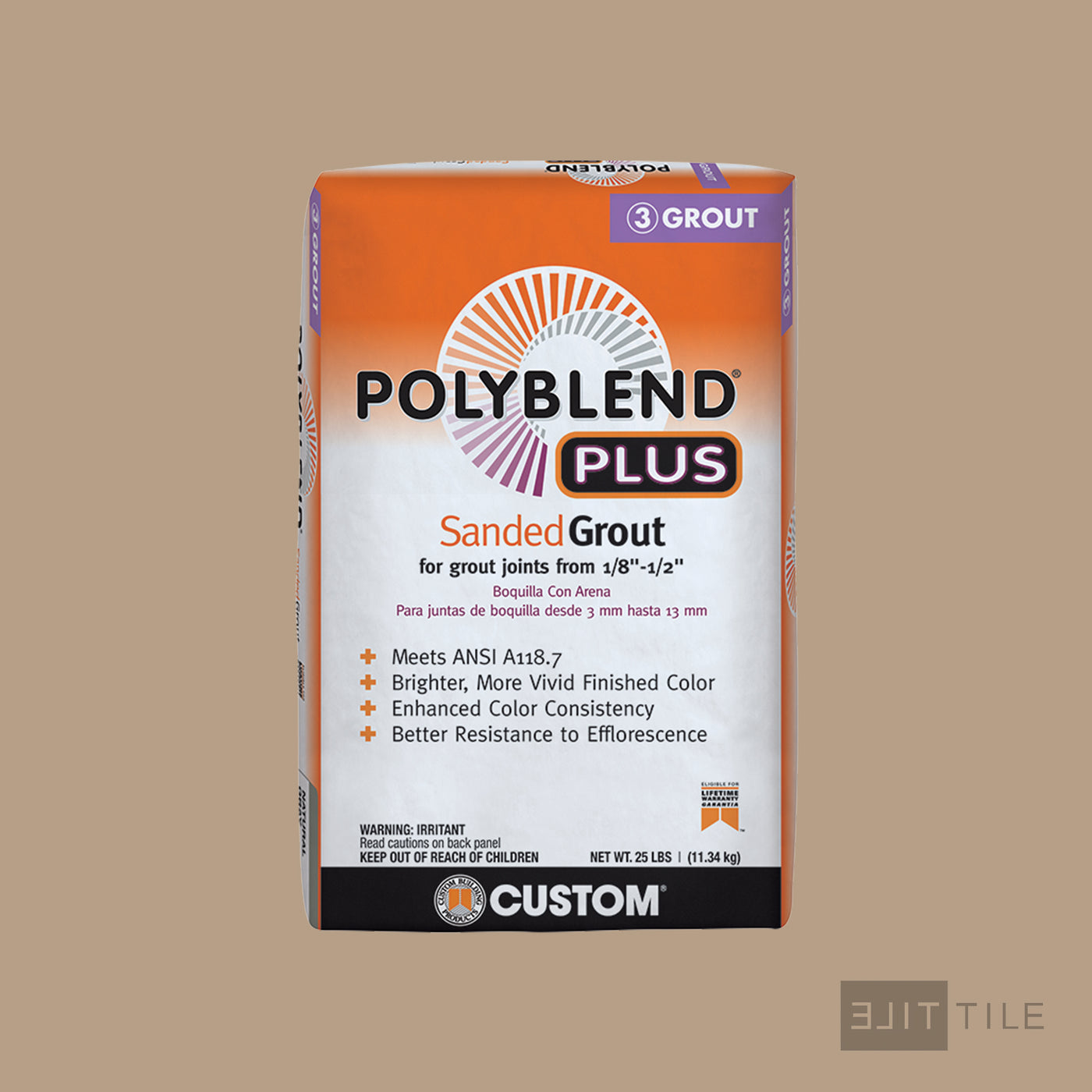 Polyblend Plus Sanded Tile Grout 25 Lb. Bag #380 Haystack