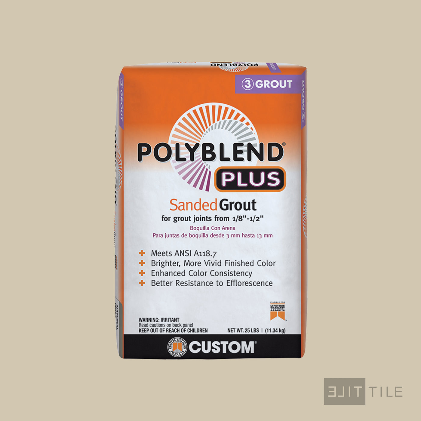 Polyblend Plus Sanded Tile Grout 25 Lb. Bag #382 Bone