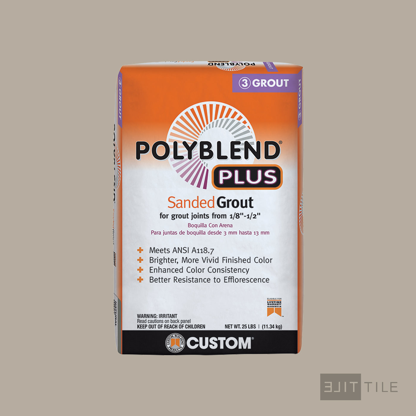 Polyblend Plus Sanded Tile Grout 25 Lb. Bag #386 Oyster Gray