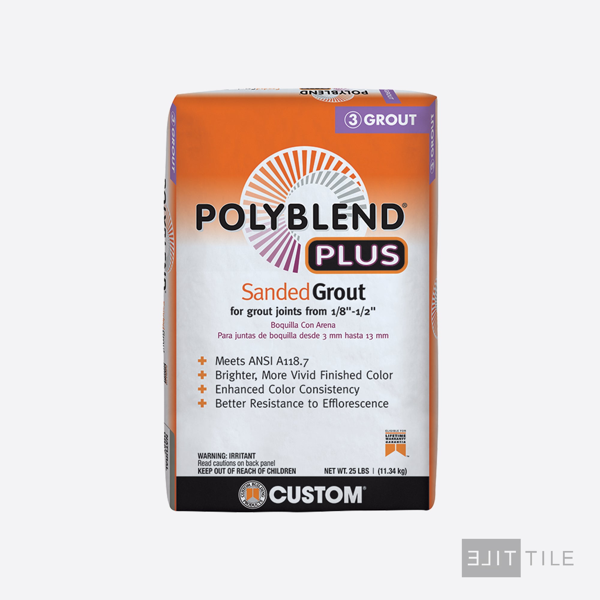 Polyblend Plus Sanded Tile Grout 25 Lb. Bag #640 Arctic White – Elit Tile