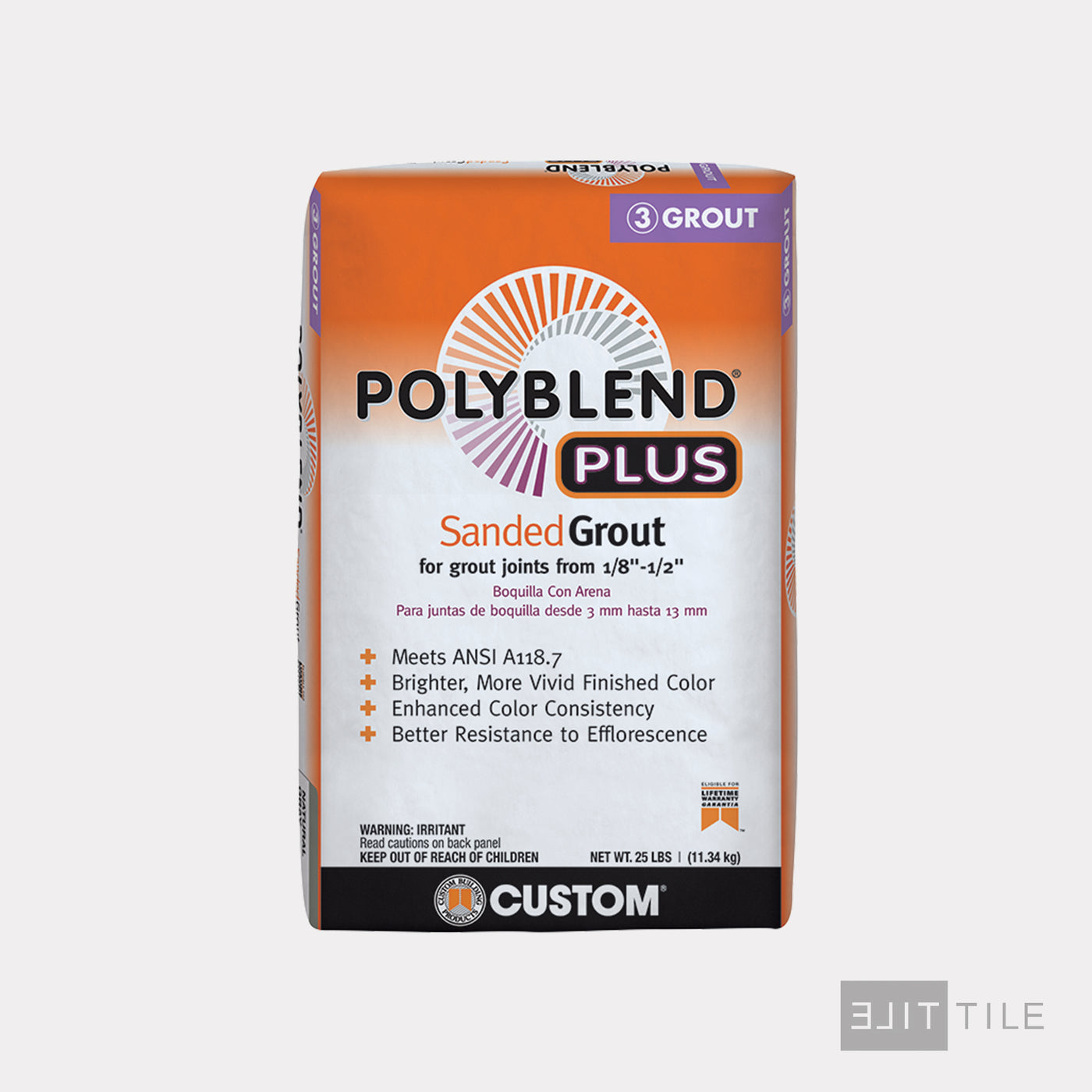 Polyblend Plus Sanded Tile Grout 25 Lb. Bag #642 Ash