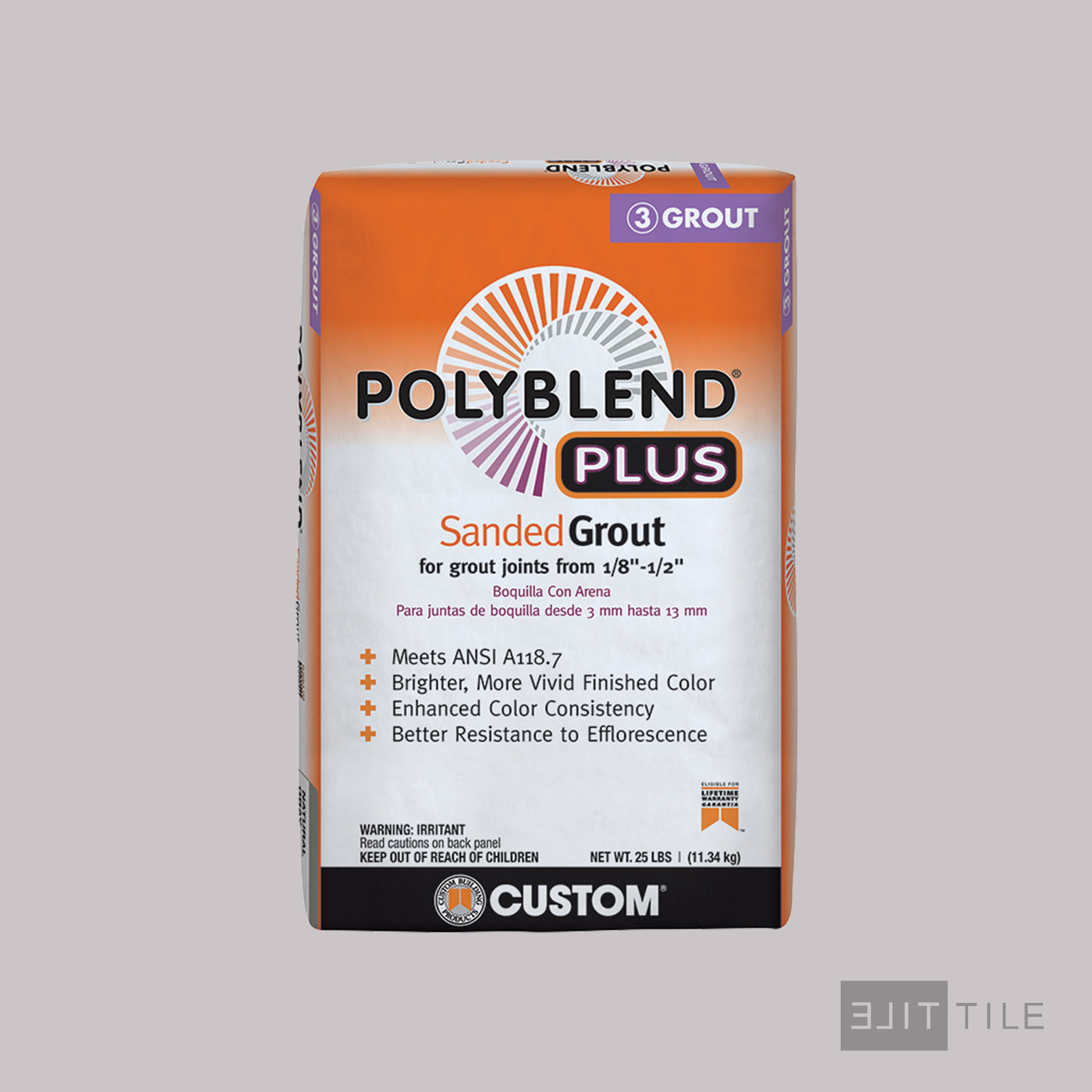 Polyblend Plus Sanded Tile Grout 25 Lb. Bag #643 Warm Gray