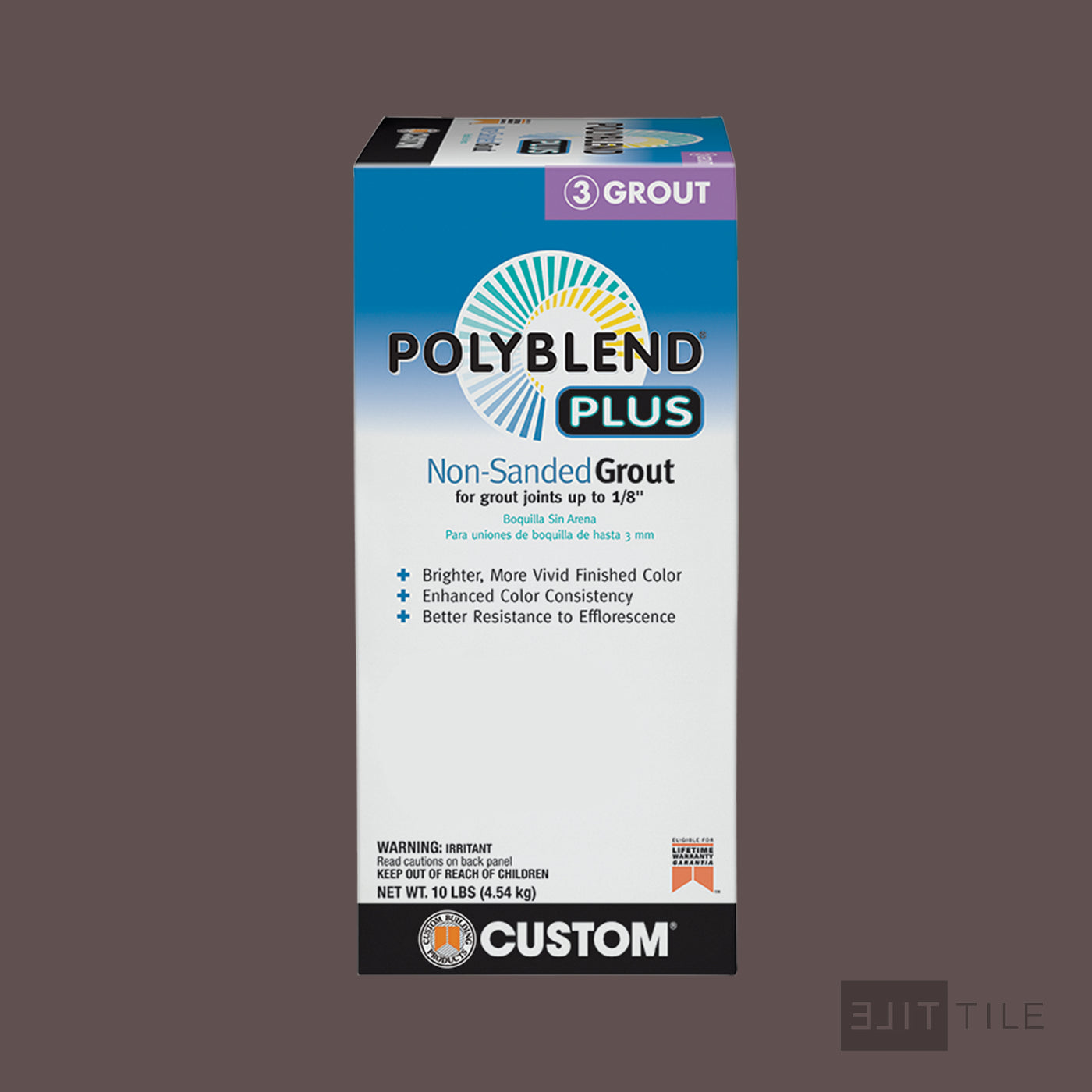 tobacco brown unsanded grout Polyblend Plus #52 10 lb. It is now an ANSI A118.7 polymer CUSTOM PBPG5210 10-Pound Tobacco Brown