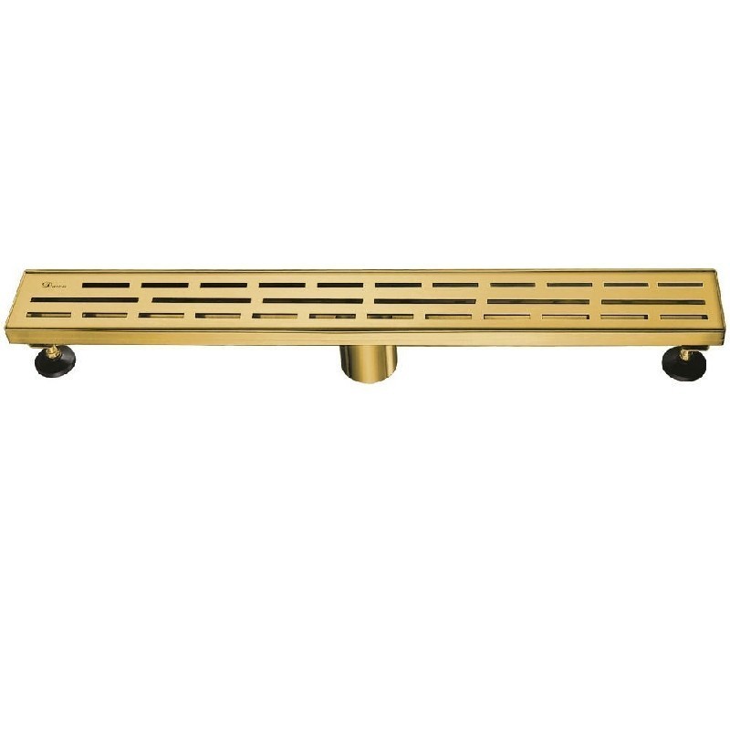 Amazon River Shower Linear Drain - 14G 304Type Stainless Steel Matte Gold Finish 24"LX3"WX3-1/8"D