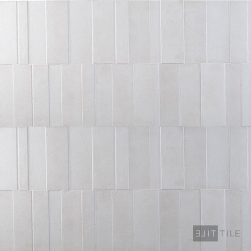 Product overview of Slant 3D Bone 16x48 matte ceramic tile with dimensional texture and soft neutral tone