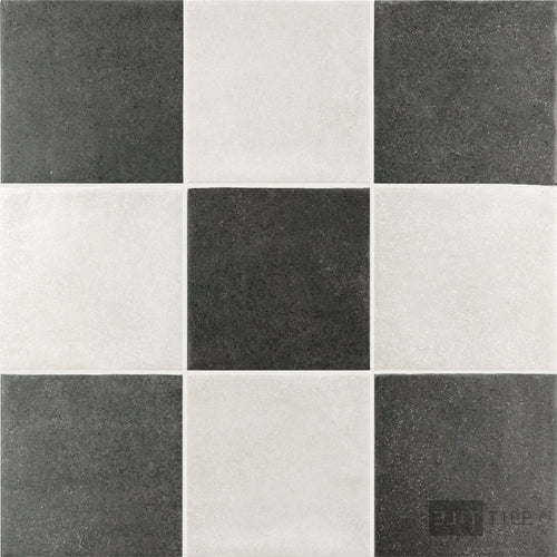 Stage 4x4 Checkerboard Matte Porcelain Tile in White and Charcoal