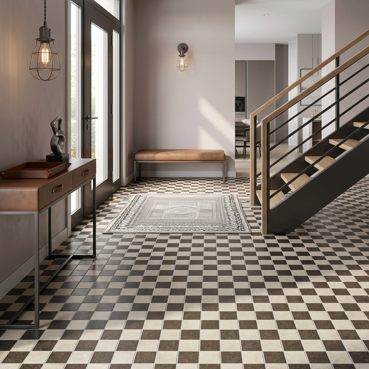 Stage 4x4 Checkerboard Matte Porcelain Tile in White and Brown – Elit Tile