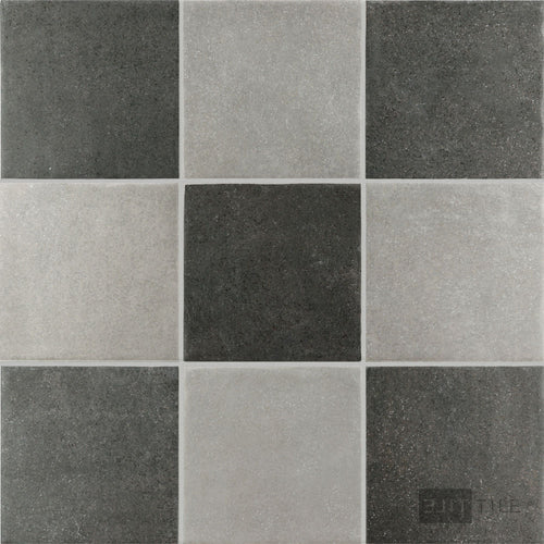 Stage 4x4 Checkerboard Matte Porcelain Tile in Grey and Charcoal