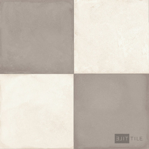 Amuri 24x24 Checkerboard Matte Porcelain Tile in Avorio and Grigio