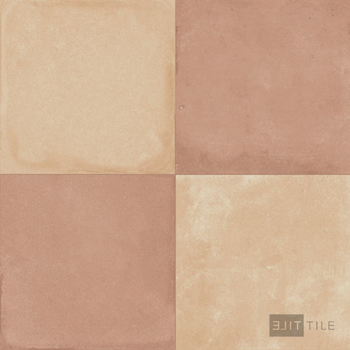 Amuri 24x24 Checkerboard Matte Porcelain Tile in Biscotto and Cotto