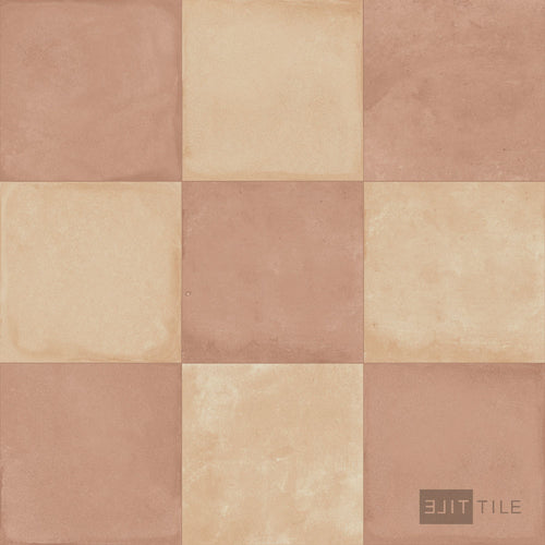 Amuri 8x8 Checkerboard Matte Porcelain Tile in Biscotto and Cotto