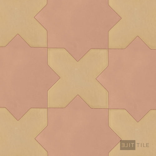 Kasbah Checkerboard Matte Porcelain Tile in 5x5 Fawn Cross and 6.5x6.5 Terracotta Star