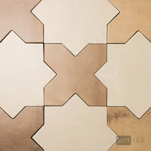 Amalfi 7x7 Checkerboard Matte Porcelain Tile in Mud Cross and Bone Star