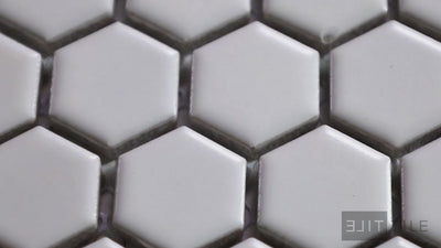 PORCELAIN GLAZED MOSAICS PORCELAIN MOSAIC 12X12 WHITE W/ BLK FLORAL MATT MATTE PRIMARY VIDEO CLIP