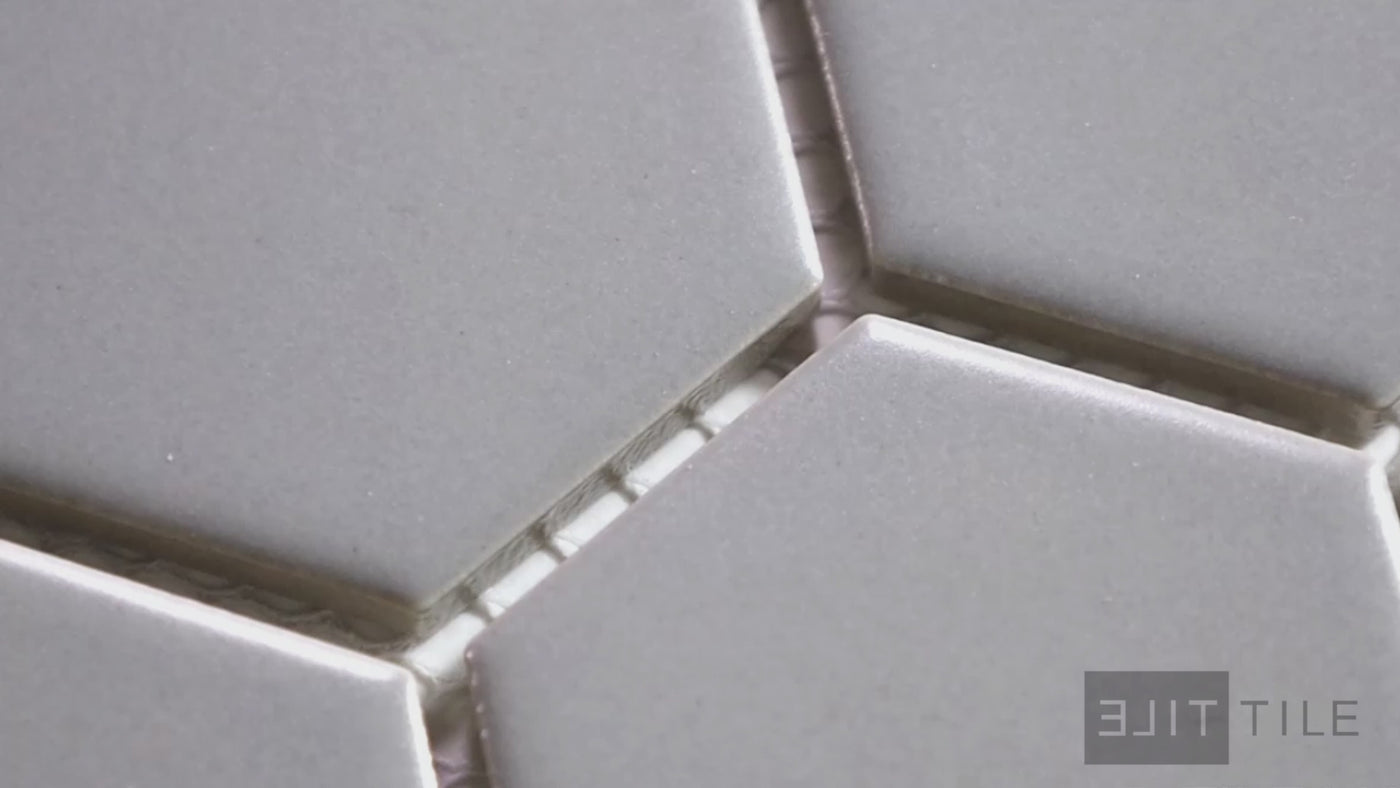 PORCELAIN GLAZED MOSAICS 2X2 HEX GRAY MATTE PRIMARY VIDEO CLIP