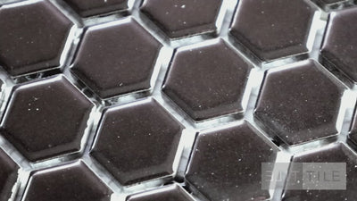 Domino 1" Hexagon Porcelain Mosaic 12X12 Black Glossy