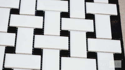 PORCELAIN GLAZED MOSAICS BASKETWEAVE 12X12 BLACK DOT MATTE PRIMARY VIDEO