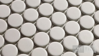 360° 3/4" Penny Round Glazed Porcelain Mosaic 12X12 White Matte