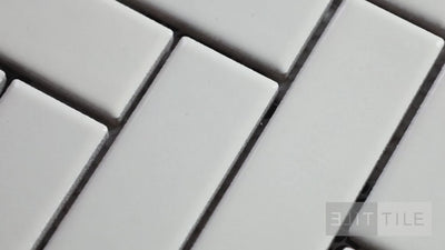 Domino Herringbone Porcelain Mosaic 1X3 Almond Glossy