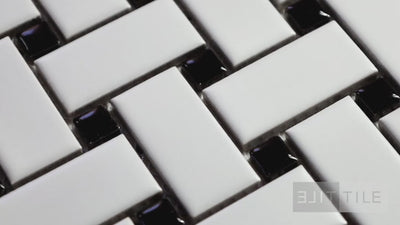 Domino Basketweave Porcelain Mosaic 12X12 Black & White Matte