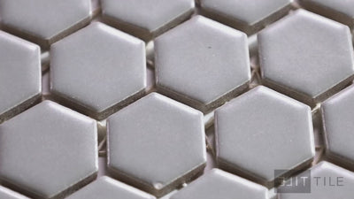 PORCELAIN GLAZED MOSAICS 1X1 HEX GRAY MATTE PRIMARY VIDEO CLIP